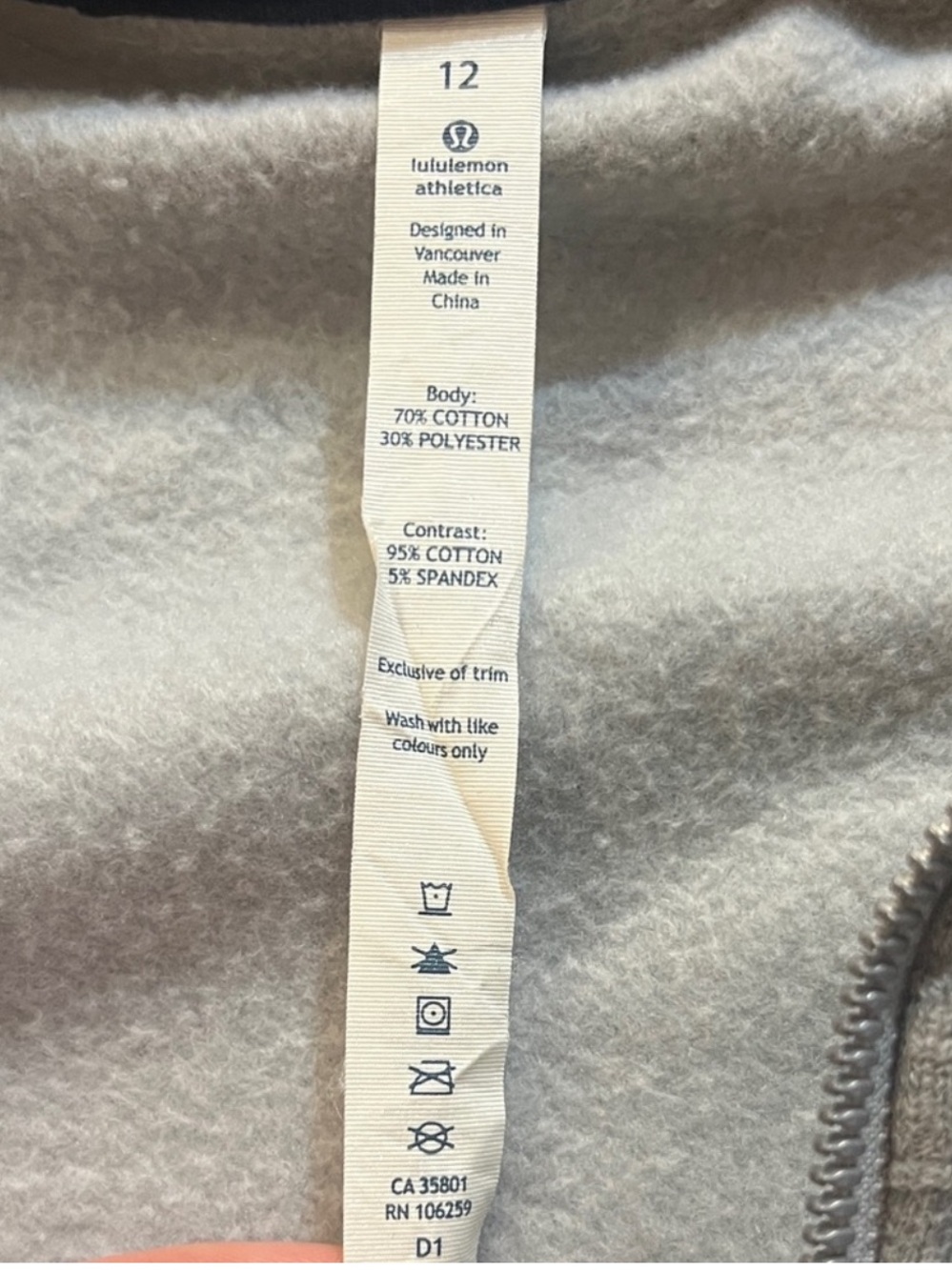 lululemon athletica Light Gray Zip-Up Hoodie - Picture 2 of 3